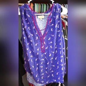 Modcloth 2X Koi Fish Purple Sleeveless Top